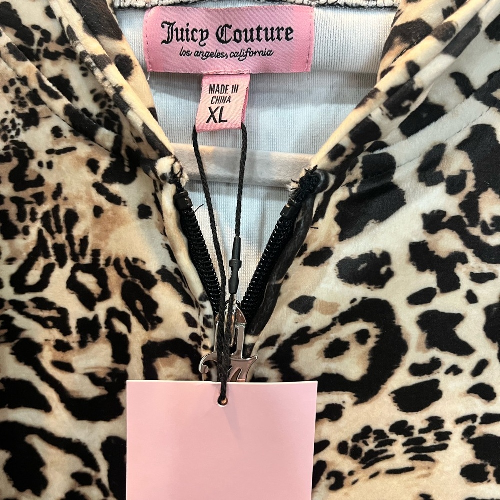 Juicy Couture Velour Tracksuit Set Leopard Women’s Sz XL Bling Flare Leg Y2K NWT - Picture 9 of 10